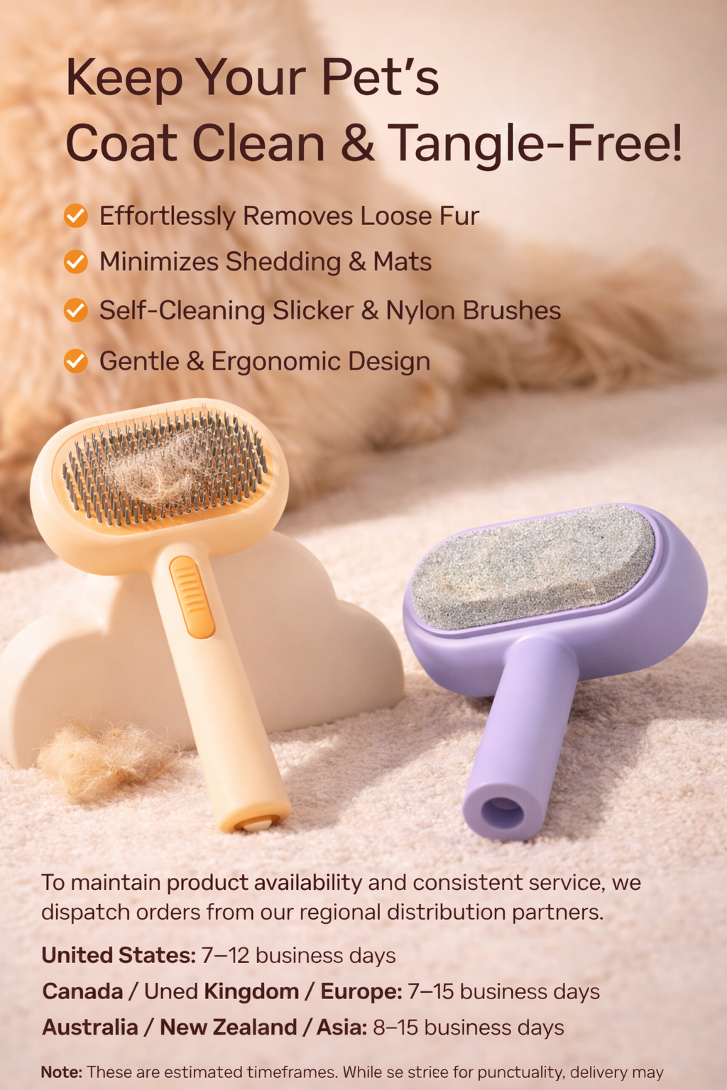 Multi-Function Pet Grooming Brush Set – Soft & Durable for Cats and Dogs