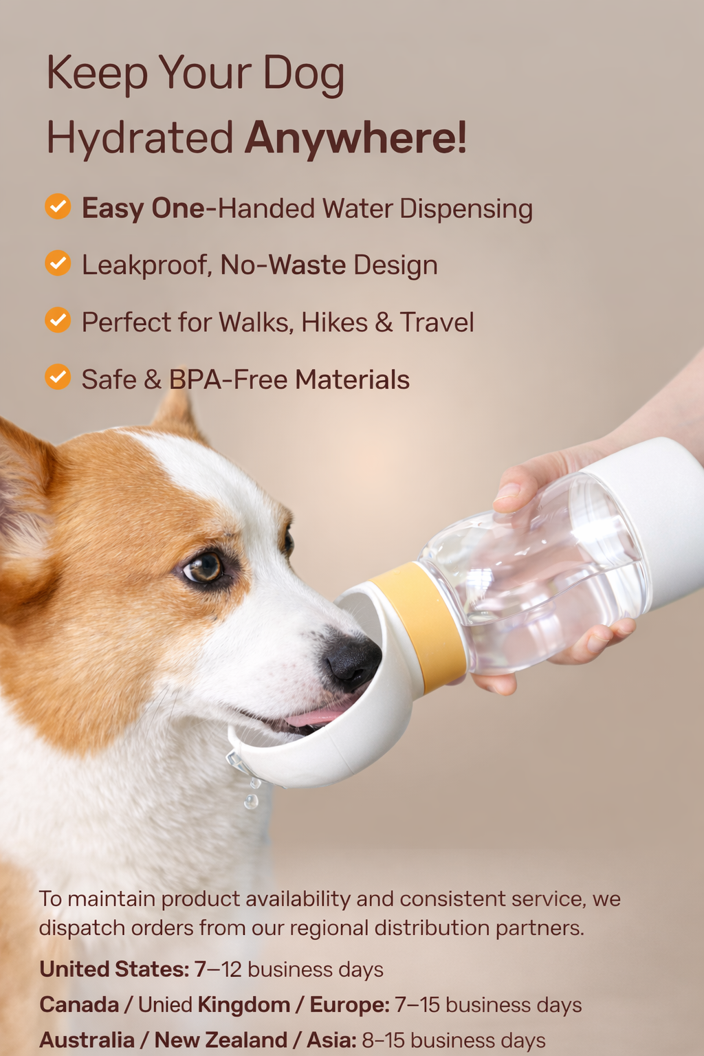 Portable Dog Water Bottle – Leak-Proof Travel Drinking Bottle