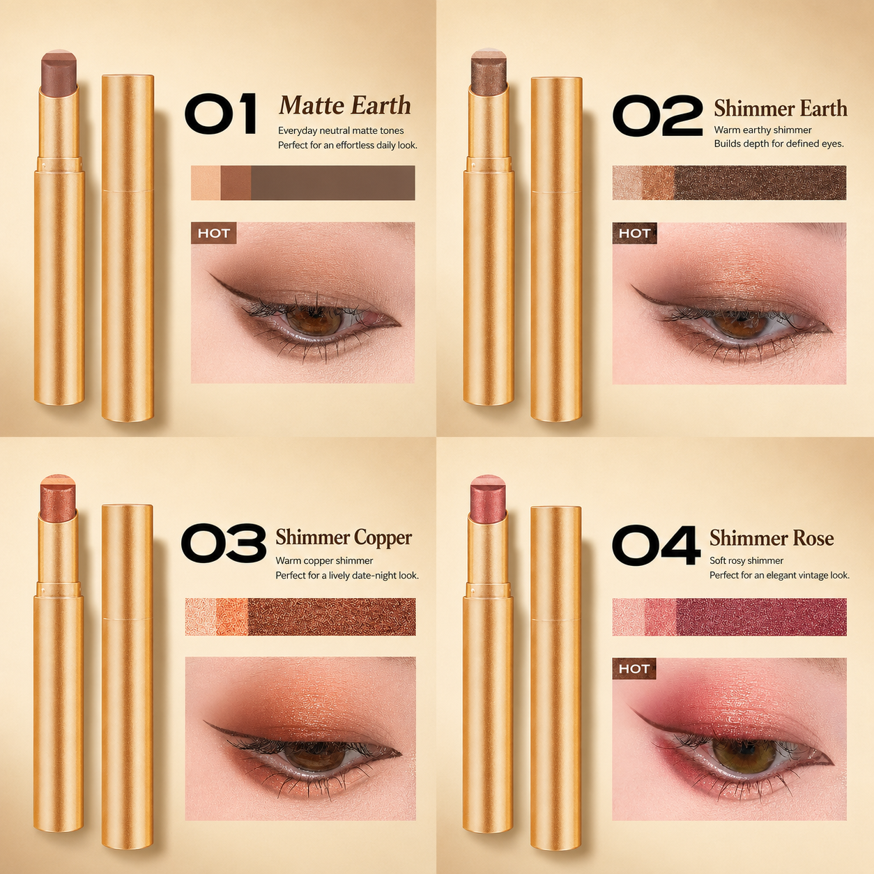 Three-color eyeshadow stick