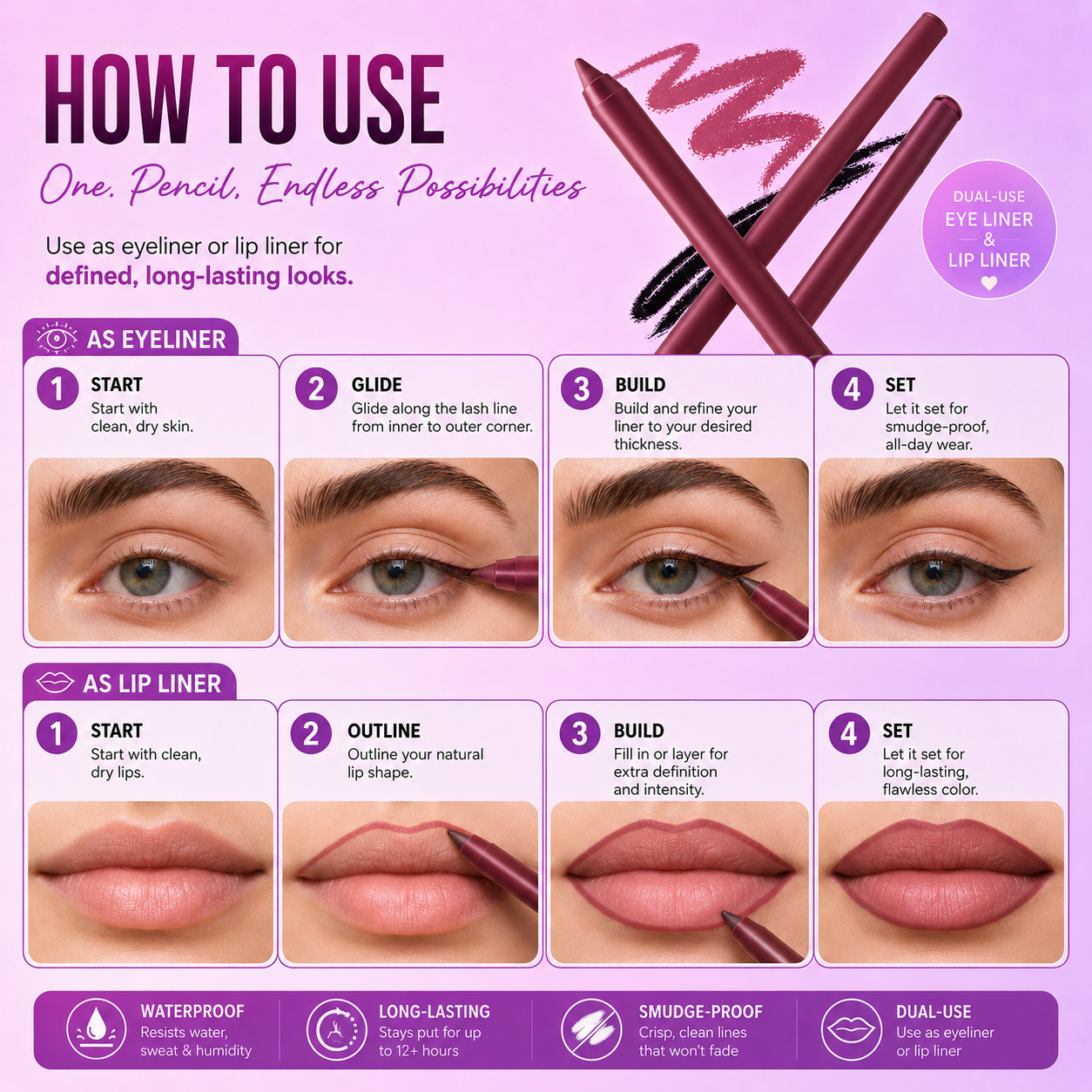 12 Color Eyeliner Pencil